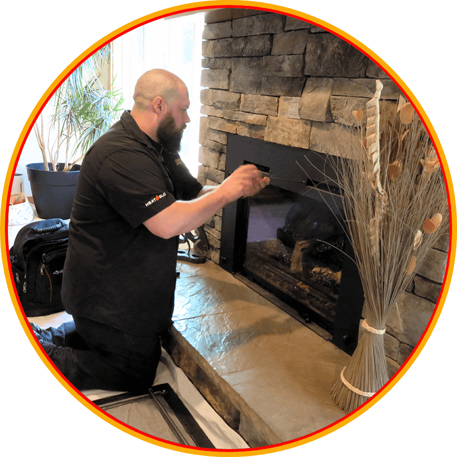 All Fuel technician installing a new fireplace in Portland, Oregon, home.
